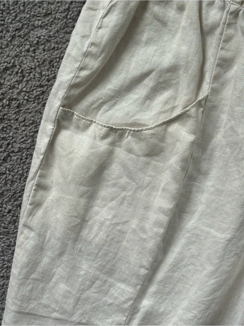 Quince Linen Elastic Waist Crop Pants - Beige / Flax Large